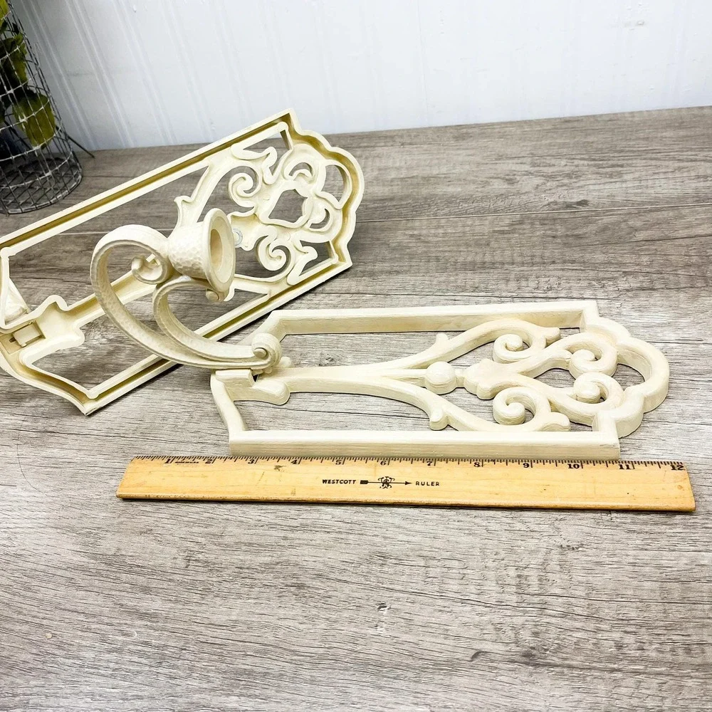 Vintage Beige Sconce Candleholder Set: Burwood Plastic Wall Decor